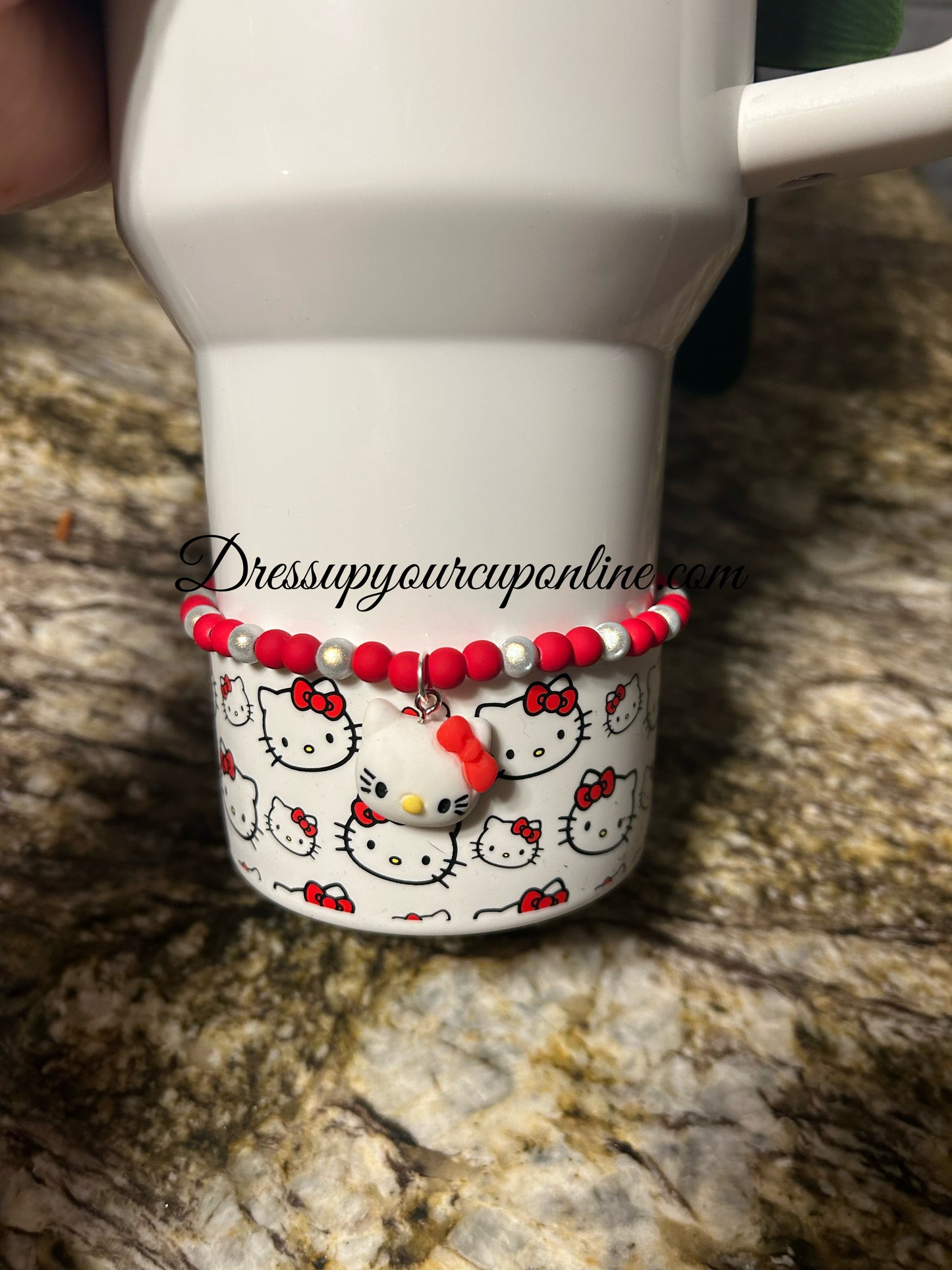 Red Bow Cat Tumbler Bracelet Bow Topper