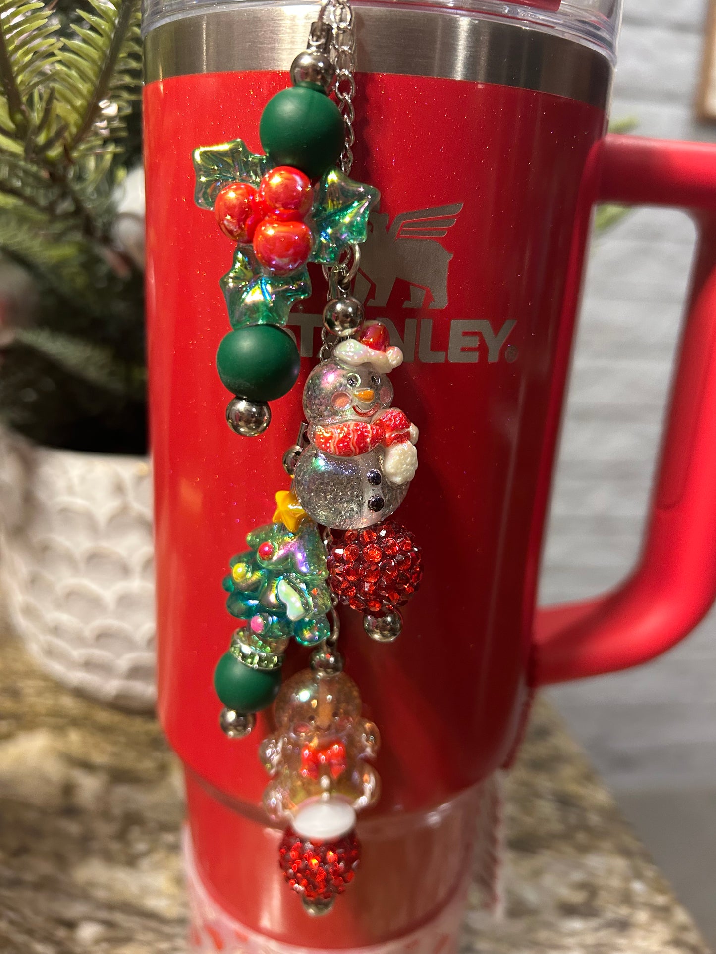 Christmas Dangle Straw Charm