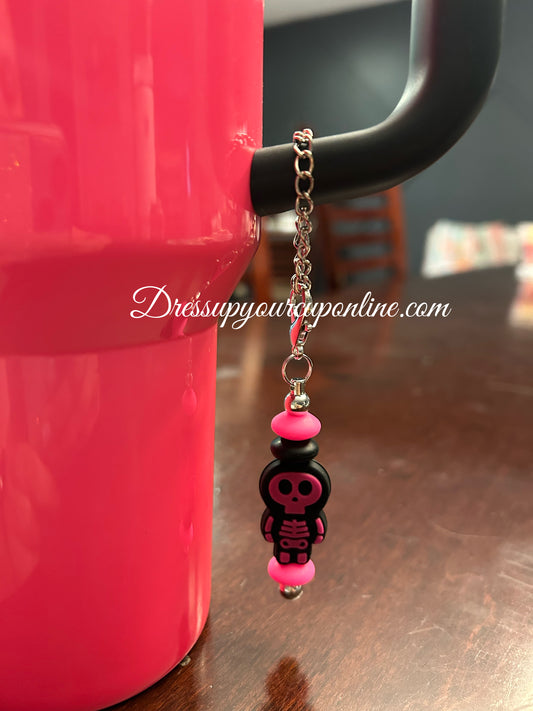 Pink Skeleton Tumbler Handle Charm