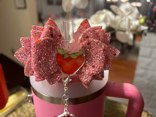 Strawberry Girl Straw Bow Topper